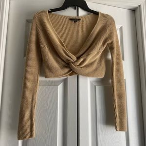 Crop twist front sweater